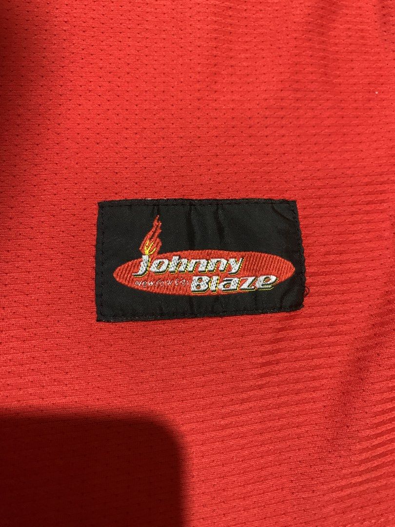 Johnny Blaze Red Flame Graphic Jersey (Category: Tshirts & Polo Shirts ) located in Quezon City. Submitted by studyanthrift (Listing ID 1445837573, Image 3). Description: - Cool red Johnny Blaze jersey - Features iconic flame logo on the front - Black and white accents on shoulders and neckline - Great for any fan.