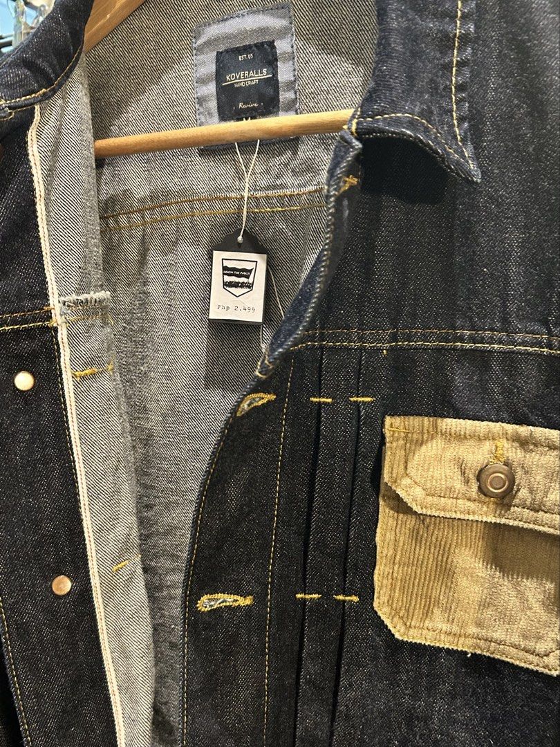 Koveralls Handcraft Revive Selvedge Denim Jacket (Category: Coats, Jackets and Outerwear) located in Quezon City. Submitted by pricetakedown (Listing ID 1445904727, Image 3). Description: Koveralls Handcraft Revive Selvedge Denim Jacket Type 2 Heritage Hybrid Silhouette Excellent condition | Size: M Php 2,499 . Measurements (inches) Armpit to armpit: 20 Shoulders: 16.5 Sleeves: 24.5 Length: 24 . 🫶🏻 Manage your expectations. Check photos and det