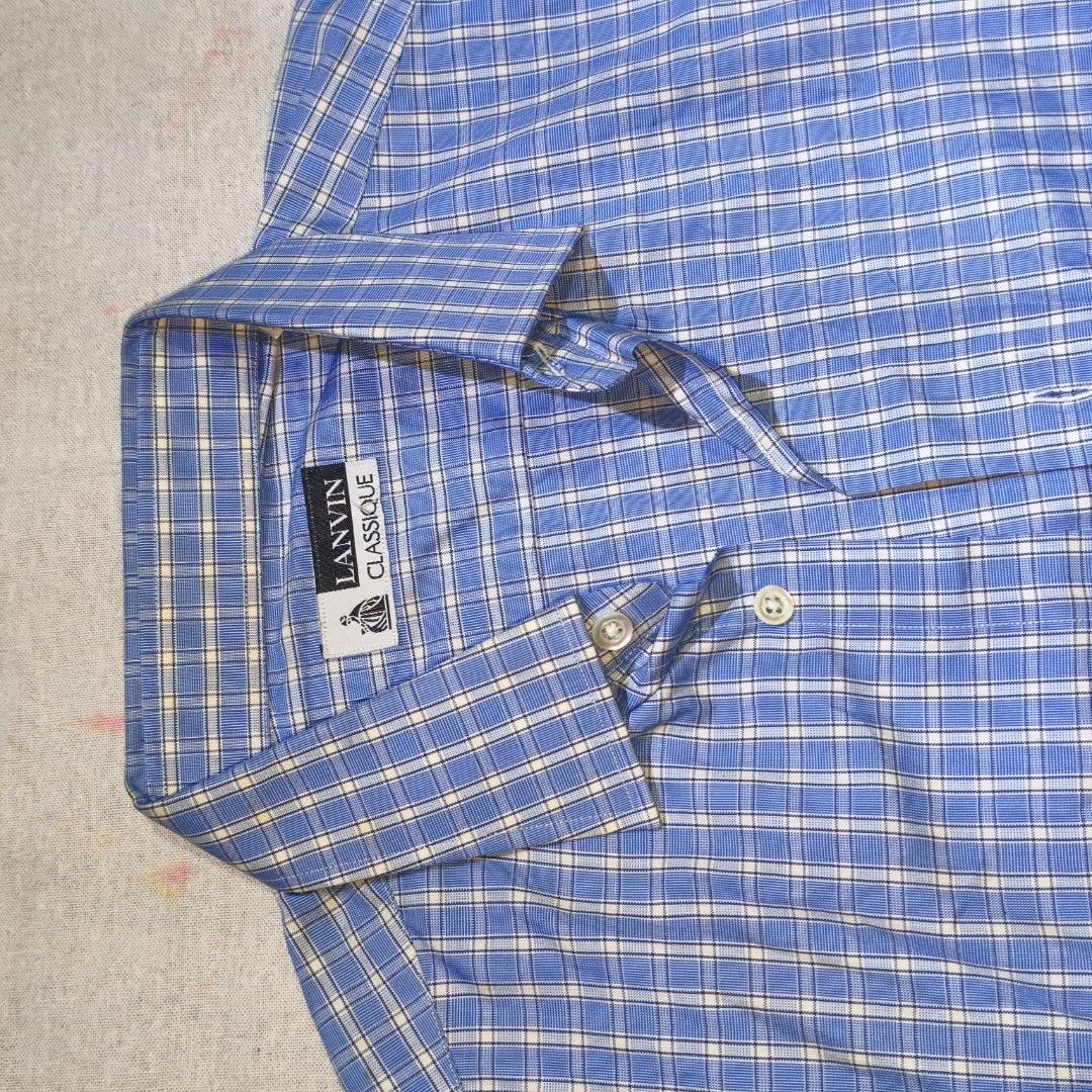 Lanvin Classique Blue Checkered Long Sleeve Shirt (Category: Tshirts & Polo Shirts ) located in Caloocan City. Submitted by devon_finds (Listing ID 1445941949, Image 2). Description: - Lanvin Classique button-up shirt - Brandnew Condition -22in x 30in Dimension - Negotiable Can be shipped thru Lalamove LBC or J&T Metro Manila area .