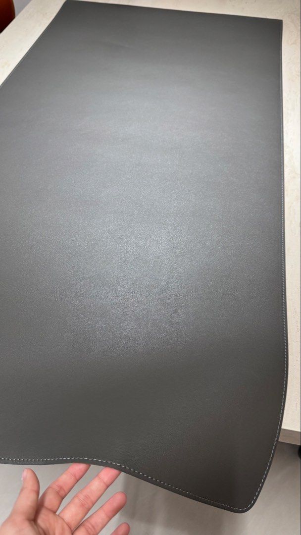 Large Dark Grey Desk Mat with Tan Felt Underside492237011351644161