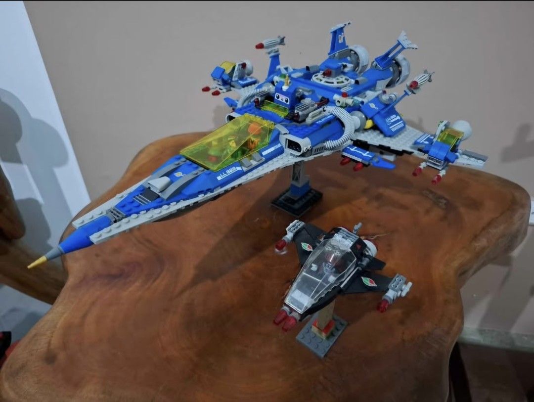LEGO Classic Space Sets - Blue Spaceship and Fighter (Category: Lego & Building Sets) located in San Fernando. Submitted by lunarcized37 (Listing ID 1445915167, Image 1). Description: RFS: Clearing Inventory Original Lego- Lego set 70816 Benny's Spaceship Spaceship Spaceship! No issues, all original and contains all original pieces, manual and minifigures (plus 2 additional Lego Ninjago Minifigures not originally included) No box Open to meet-ups