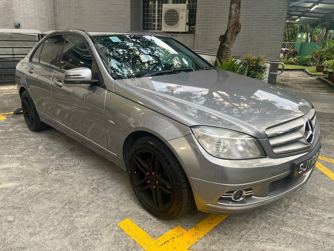 Mercedes-Benz C-Class Saloon C180 CGI (A) (Category: Used Cars) located in Singapore. Submitted by lelonglelong61 (Listing ID 1445900164, Image 1). Description: Silver Mercedes-Benz C-Class sedan. Black rims with red accents. Clean interior, well-maintained. Ready for a new owner. Contact me for viewing..