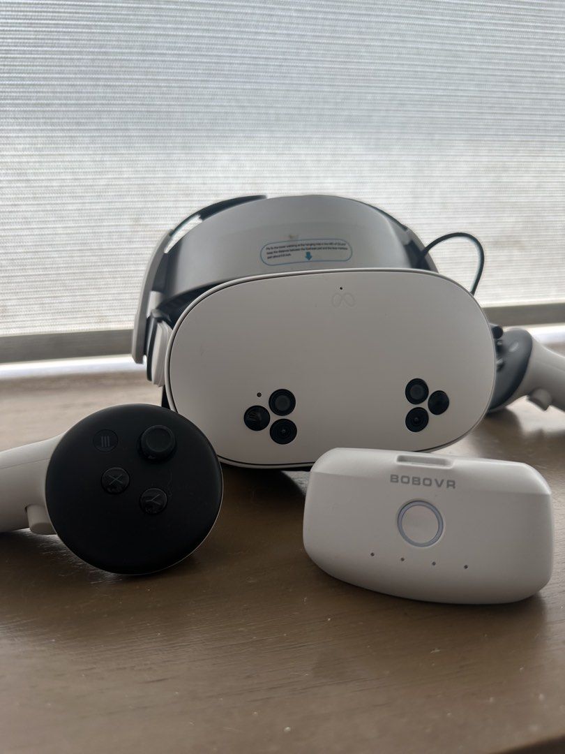 Meta Quest 3S VR Headset 128GB with Bobovr Head Strap (Category: Virtual Reality) located in Taguig. Submitted by run_robiiii (Listing ID 1445815510, Image 1). Description: Personal use only, lightly watch YouTube , Netflix and play steam games. - Meta Quest 3S VR headset (128GB) - Includes controllers - Comes with a comfortable Bobovr head strap - Original box included - BOBO VR Rechargeable battery .