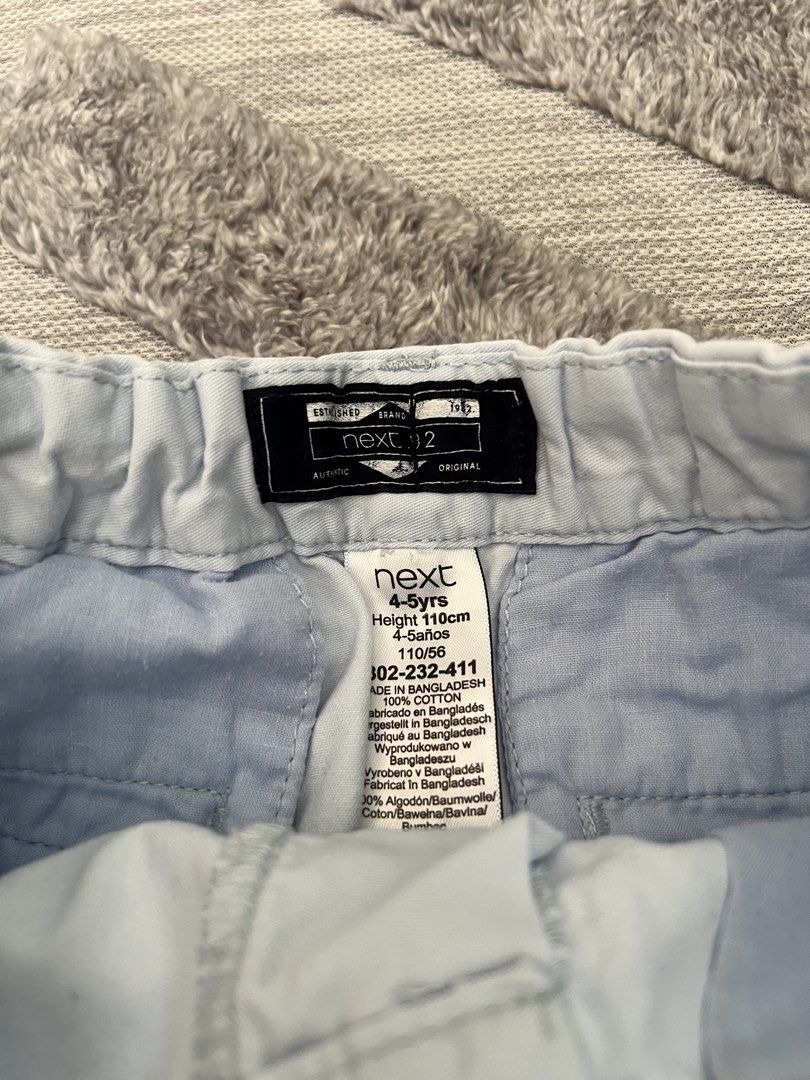 Next Boys' Light Blue Shorts (Category: Babies & Kids Fashion) located in Dasmarinas. Submitted by shoptinyframe (Listing ID 1445794083, Image 2). Description: TAKE ALL - Quiksilver set for kids - Includes light blue shorts (size 4-5 years / 110cm) - Shorts feature elasticated waistband with button closure - Includes navy graphic t-shirt.