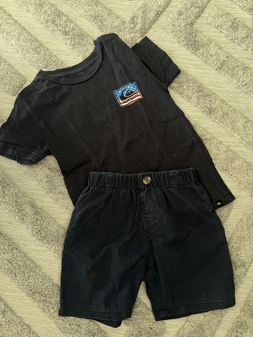 Next Boys' Light Blue Shorts (Category: Babies & Kids Fashion) located in Dasmarinas. Submitted by shoptinyframe (Listing ID 1445794083, Image 3). Description: TAKE ALL - Quiksilver set for kids - Includes light blue shorts (size 4-5 years / 110cm) - Shorts feature elasticated waistband with button closure - Includes navy graphic t-shirt.