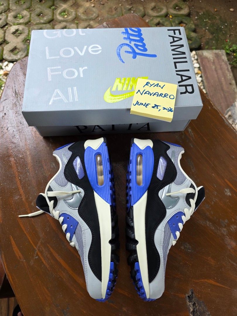 Nike Airmax 90 SP x Patta - Waves Sapphire (Category: Sneakers) located in Quezon City. Submitted by rye.navarro (Listing ID 1445864010, Image 2). Description: FOR SALE 🔥 Used Twice Nike Airmax 90 SP x Patta - Waves Sapphire Size 8.5 Mens/ 10W With OG box & SNKRS Email Receipt Feel free to vouch/ LC Rfs: Quitting Php 5.5k ONLY 💰 Mode of Payment: Bank Transfer/ Gcash 📍 Fairview QC Area Shipping: Shouldered by buyer 🛵 NCR - Grab / Lalamove 🚚 O
