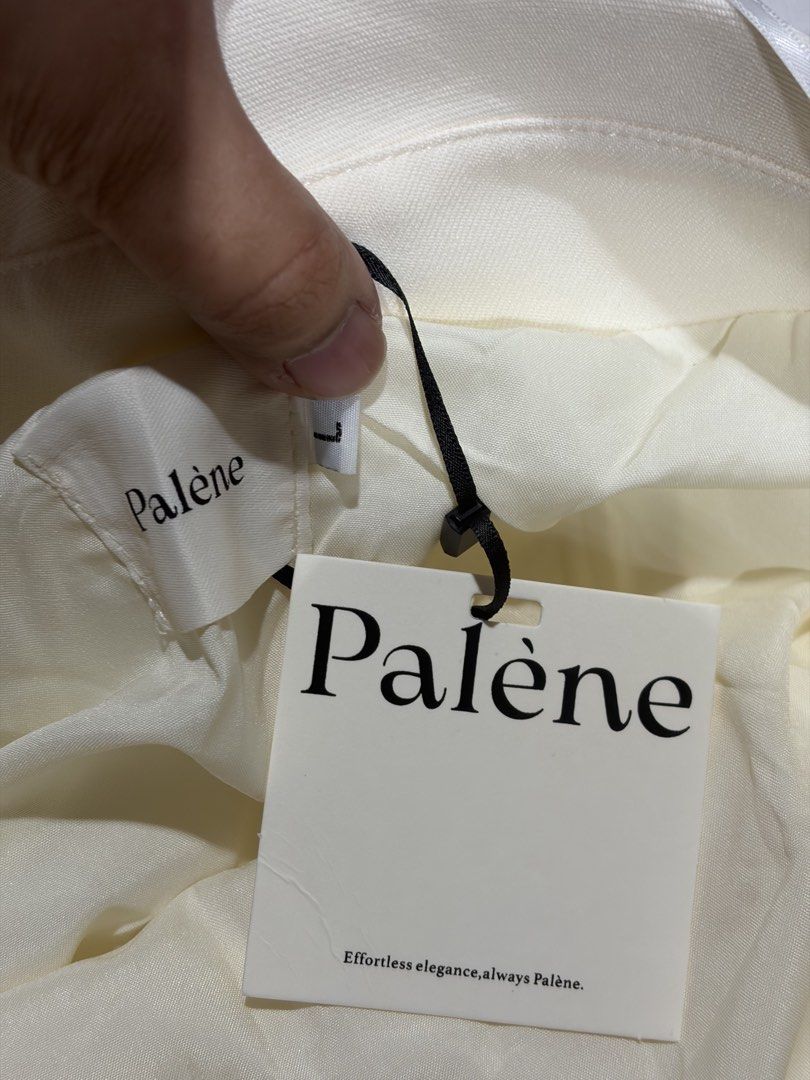 Palene Cream Tube Top L (Category: Sleeveless) located in Batangas. Submitted by fmndz (Listing ID 1445922960, Image 3). Description: - with unique asymmetrical hemline - lined - set but keeping the pants, the tube top is too big Bust 36 Waist 30.