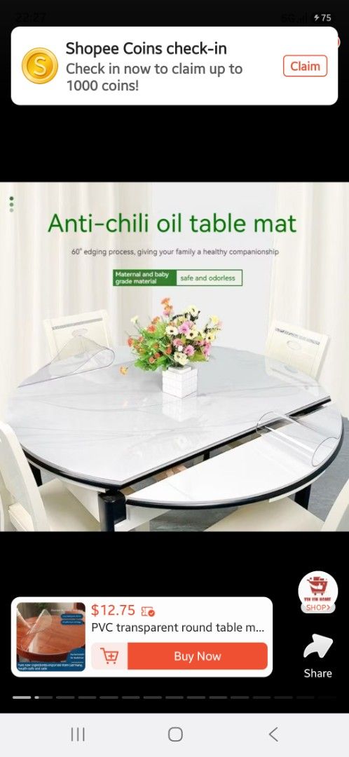 PVC Transparent Round Table Mat Protector492195575140853761