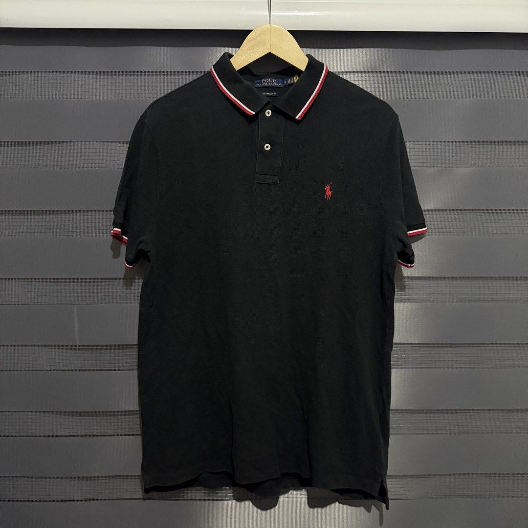 Ralph Lauren Black Polo Shirt (Category: Tshirts & Polo Shirts ) located in Valenzuela. Submitted by lootsnfoundph (Listing ID 1445955301, Image 1). Description: Ralph Lauren Garments 📌Ralph Lauren Twin Tipped Polo Shirt SCANNABLE QR Size L on tag 23 width x 29 length 9/10 color rate Minimal Collar Fold Excellent condition 1,500 📌Ralph Lauren Classic Red Pony Polo T-shirt Size L on tag 21 width x 27 length 9.5/10 color rate Minimal Collar Fold 