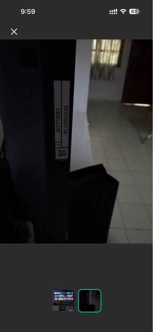 Sharp Android TV 70” (Category: TV) located in Subang Jaya. Submitted by emyyshares.my (Listing ID 1445803811, Image 2). Description: - 70 inch Sharp Android TV - Excellent picture quality - Smart TV with access to Netflix, YouTube, Disney+, and more apps - Includes remote control and power cable - Good working condition 10/10 - self pick up SS 7 Kelana Jaya - free wall bracket - bought in 2022. .