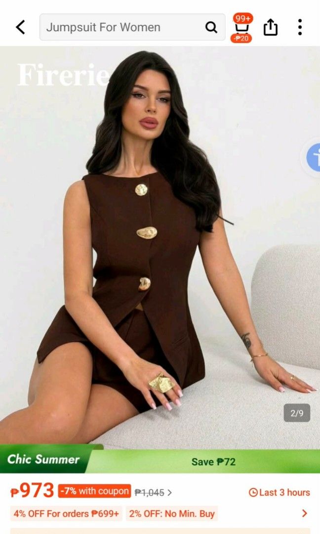 Shein choco brown coords size S (Category: Sets or Coordinates) located in Infanta. Submitted by xire41418 (Listing ID 1445848008, Image 3). Description: Very pretty.