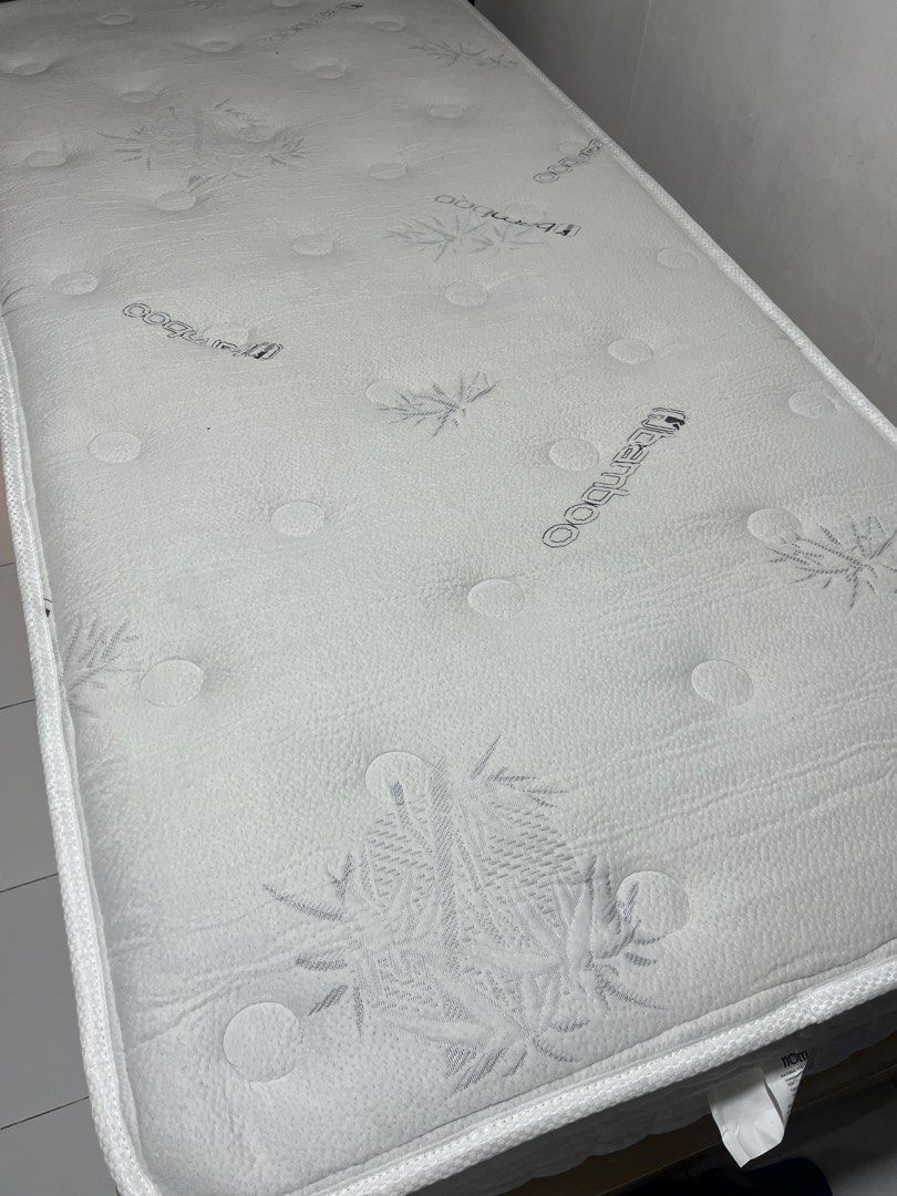 Single Mattress (Category: Bed Frames & Mattresses) located in Makati City. Submitted by cjcalimbas (Listing ID 1445936245, Image 2). Description: FOR SALE: Flotti Orthopedic Bamboo Fabric 12-Inches Hybrid Mattress with Cool Gel Infused Memory Foam Medium Firm Pocket Spring Mattress Brand: Flotti from Ofix ASKING PRICE: ₱ 7,500 Location: San Miguel, Manila (near San Beda University) Single Size: 36x75 Thickness: 12 inches RFS: Seller prefers foam