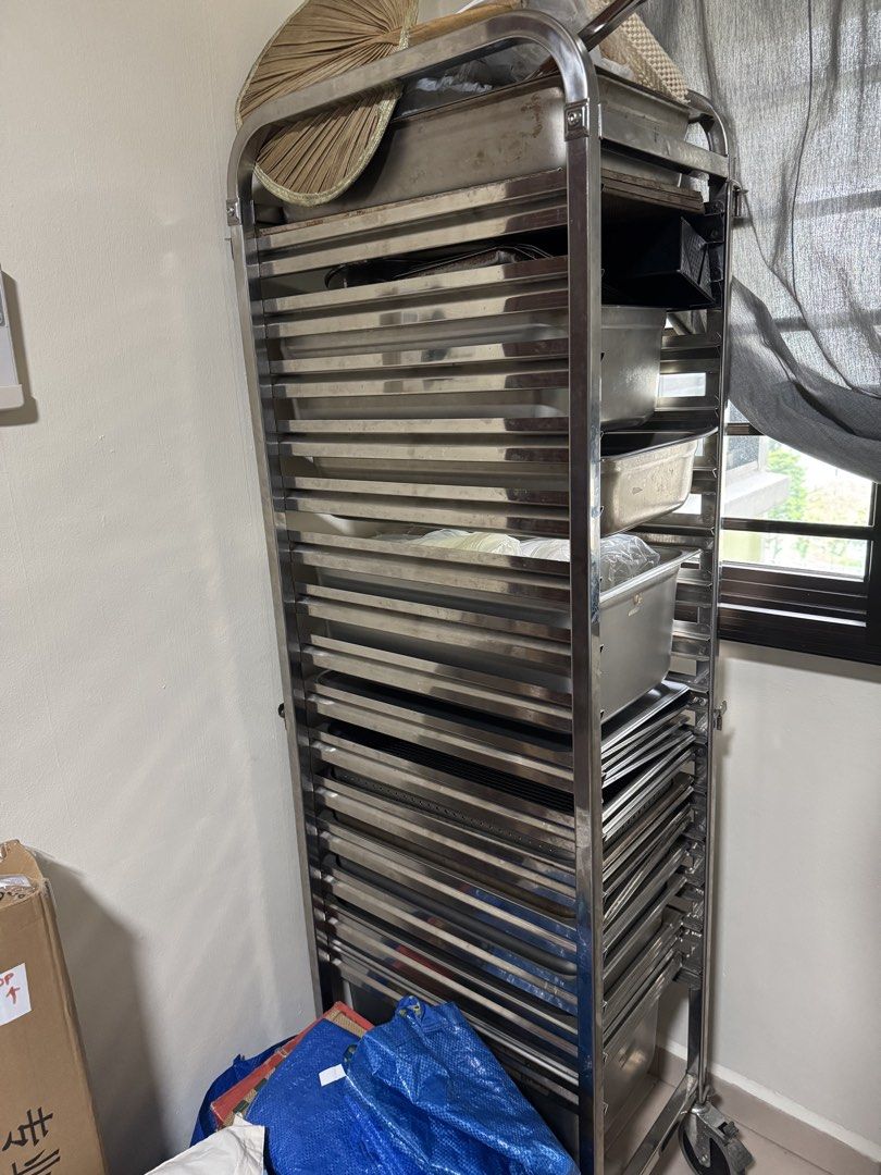 Stainless Steel Baking Tray Rack with Wheels492295204173916160