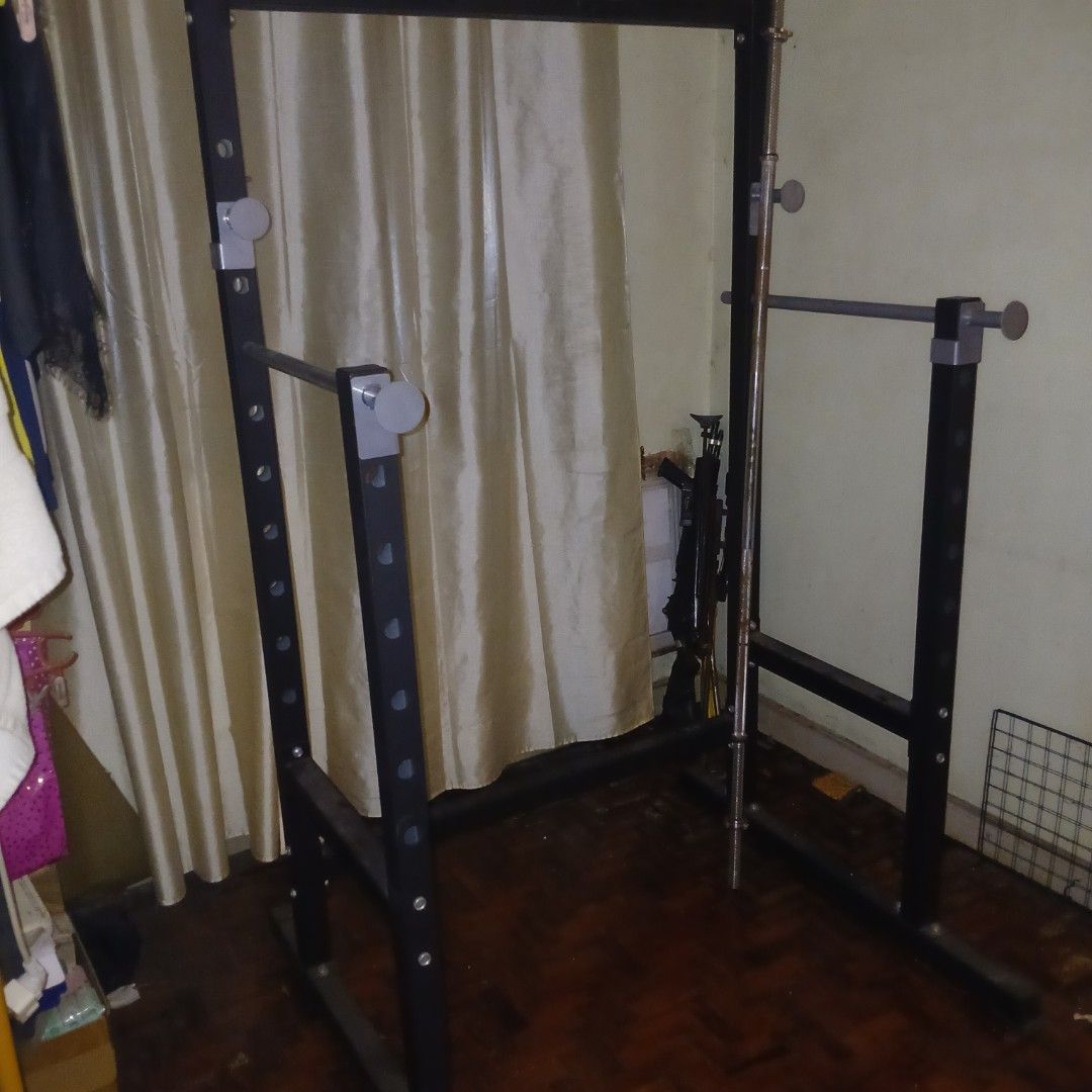Take all Basic Weights setup rack, plates, barbell and dumbell bars (Category: Weights & Dumbbells) located in Pasig City. Submitted by living.song (Listing ID 1445957003, Image 1). Description: RFS: Moving out and switched to gym membership Perfect for those who have/are building a home gym Listing includes: 6ft barbell bar w/ original sprockets Rack - very sturdy with adjustable rack/barbell rest heights Weights set: 4 x 5kg plates 4 x 2.5kg pl