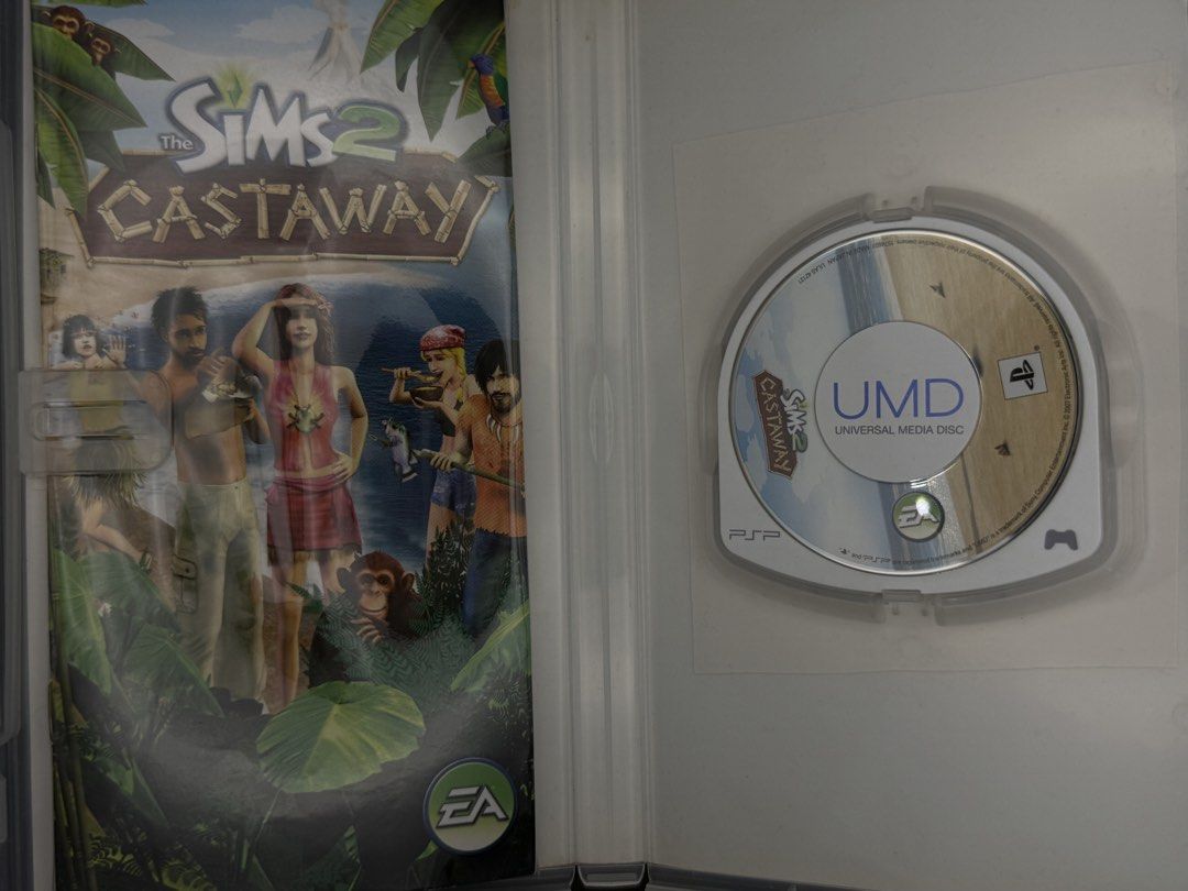 The Sims 2 Castaway PSP UMD Game (Category: PlayStation) located in Las Pinas. Submitted by cjdmc (Listing ID 1445856078, Image 3). Description: - The Sims 2 Castaway for PSP - Create a new life on a deserted island - Craft items for survival - Unravel island mysteries - Explore caves, beaches, and jungles - Discover the island's secrets - Will your Sims thrive or seek escape?.
