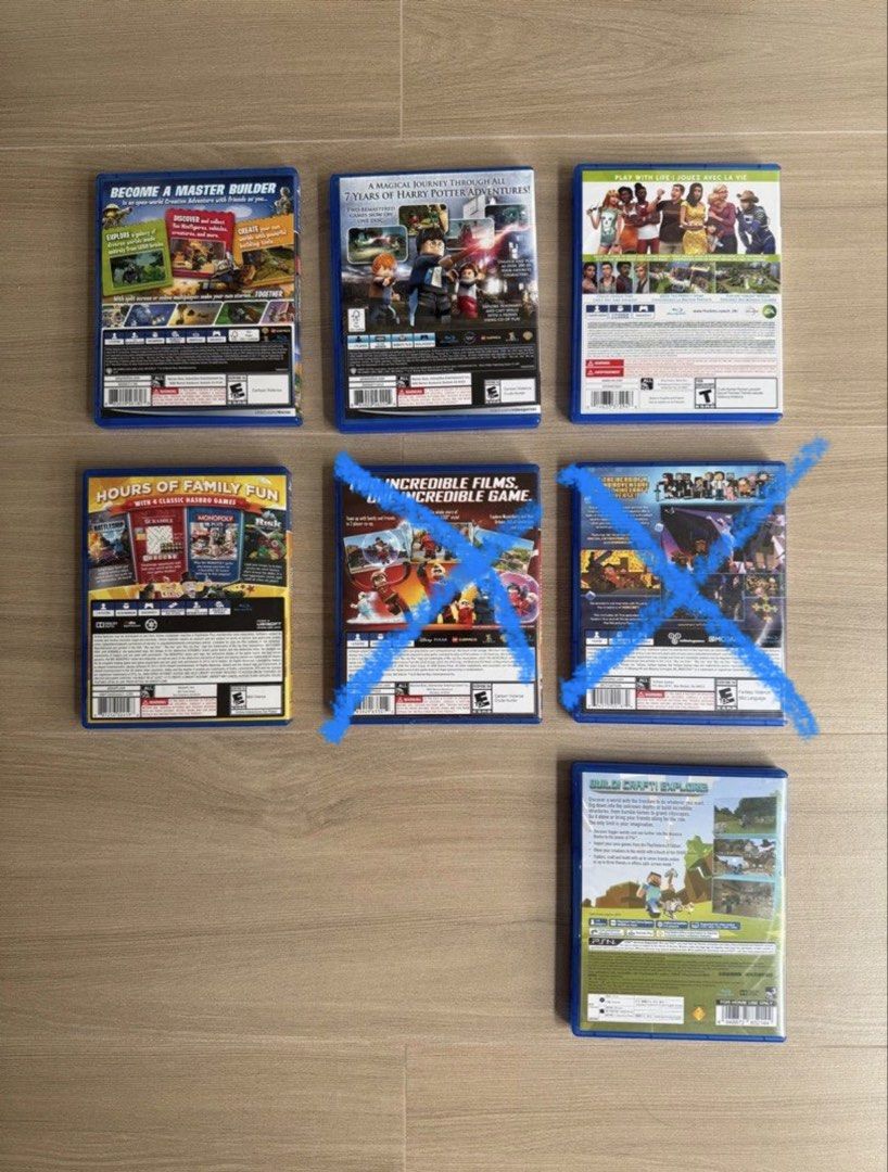 USED PLAYSTATION GAMES (Category: PlayStation) located in Manila. Submitted by bella_boo (Listing ID 1413117415, Image 2). Description: difference prices for all Lego World - 600 Lego Harry Potter - 750 Sims 4 - 750 Family Fun Pack - 750 850 - Minecraft Regular !! sf co buyer !!.