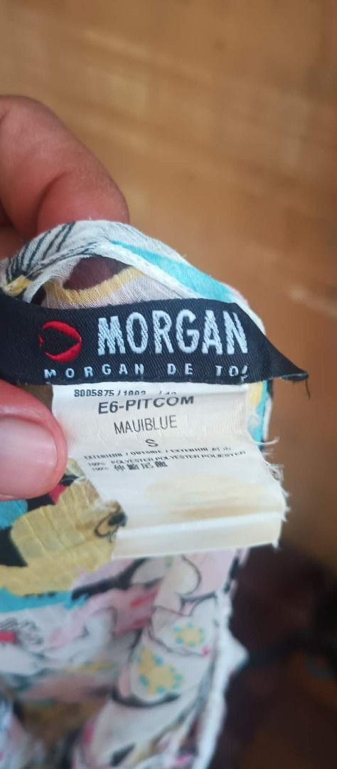 VINTAGE MORGAN DE TOI BLOUSE (Category: Blouses) located in Makati City. Submitted by egsdhadghas (Listing ID 1445799770, Image 2). Description: his top is a highly sought-after Y2K / early 2000s vintage piece from the French brand Morgan De Toi. It features their iconic sheer, lightweight mesh fabric, vibrant multi-color floral print, and delicate contrast lace overlay that perfectly captures the "Coquette" and "Fairycore" aesthetics popular tod