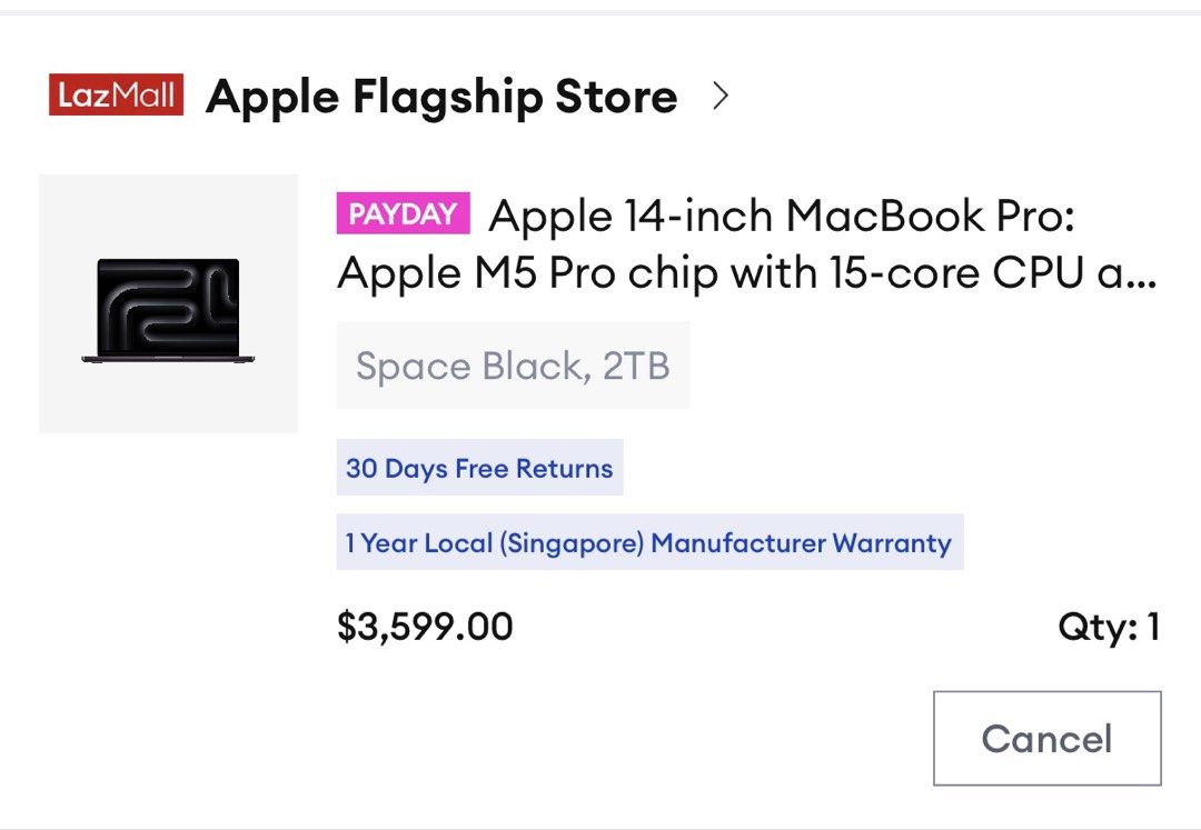 14’MacBook Pro M5 Pro Space Black 2TB 24gb