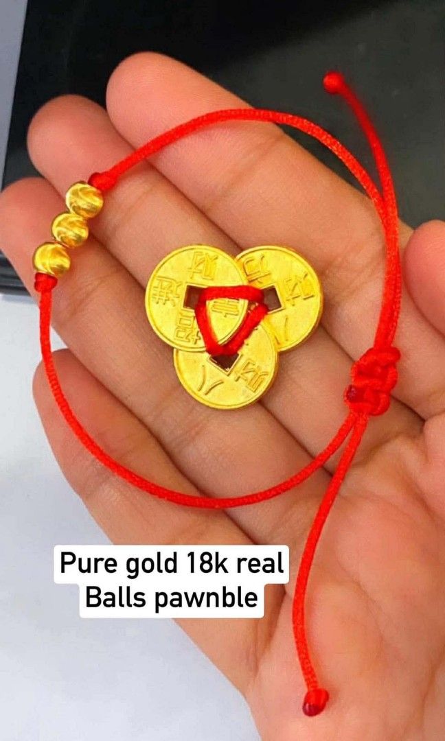 18K Real Gold Pawnable Balls Red String Bracelet (Category: Bracelets) located in Caloocan City. Submitted by cheskhaionlinestore2.0 (Listing ID 1446019578, Image 1). Description: ✨18K Real Gold Pawnable Balls RED STRING BRACELET ♥️ ₱3000 only⚡ — a timeless piece believed to attract luck, protection, and positive energy. Lightweight, elegant, and perfect for everyday wear or gifting. ✨ ✨With free lucky coin Gold plated lang po ung lucky coin not 