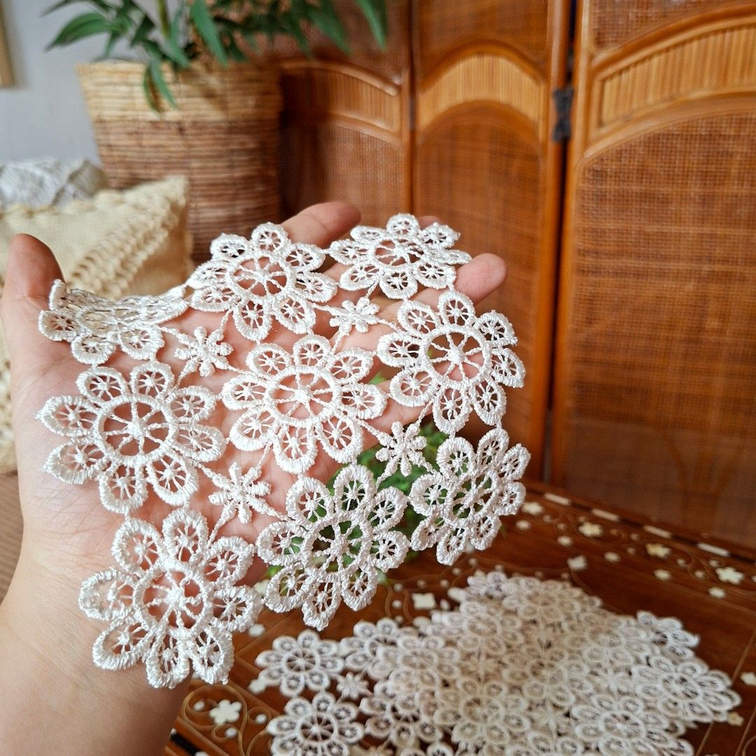 4pcs Embroidery lace coasters (Category: Table Linen & Textiles) located in Dasmarinas. Submitted by millennialmeetsvintage (Listing ID 1446040725, Image 1). Description: 14 x 14 cm set of 4 last price posted, no haggling 🙅🏻‍♀️ 🌍ships from DASMA, CAVITE 🚚 shipping via Lalamove only ❌no reservations, first-to-pay basis ❌no physical store, no walk-ins ❌no COD transactions.