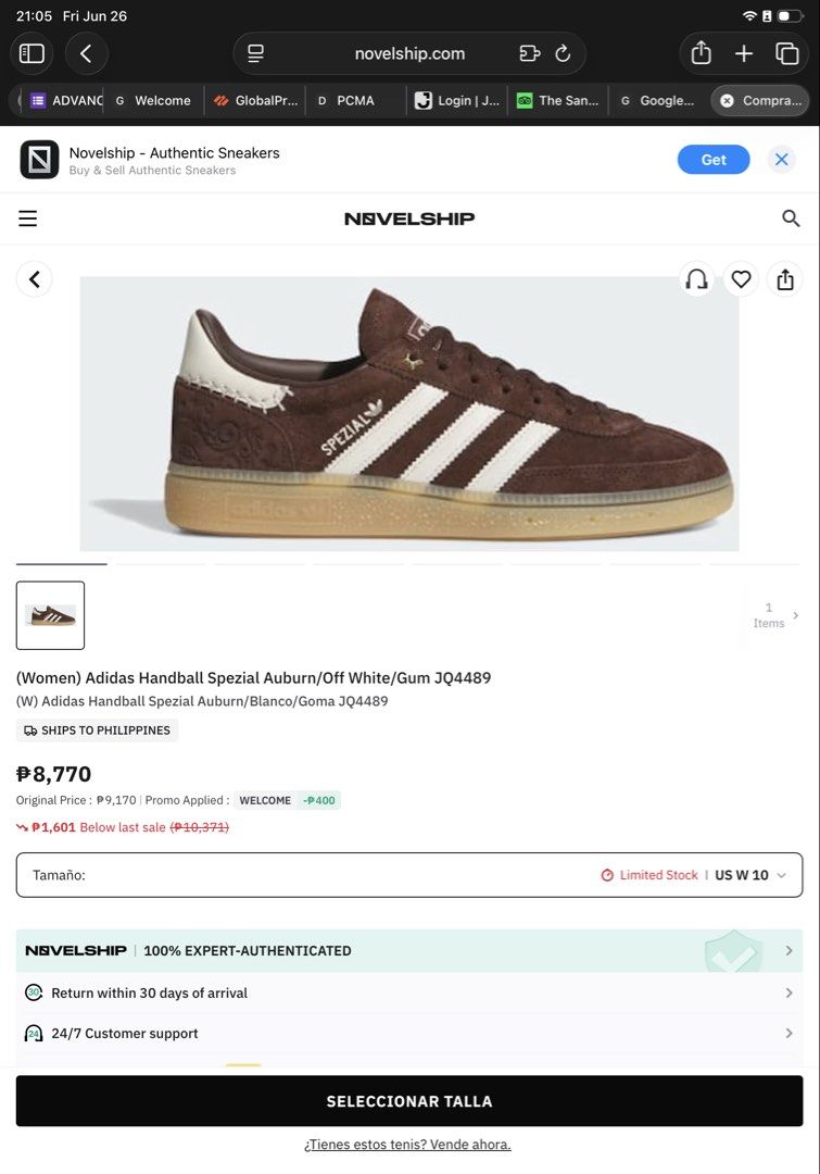 Adidas Handball Spezial Auburn (Category: Sneakers) located in Pasig City. Submitted by izhcrz (Listing ID 1446108480, Image 1). Description: Same vibes as sporty and rich!! Bought from footlocker OPUS Mall rfs: too many shoes na, i’m decluttering.