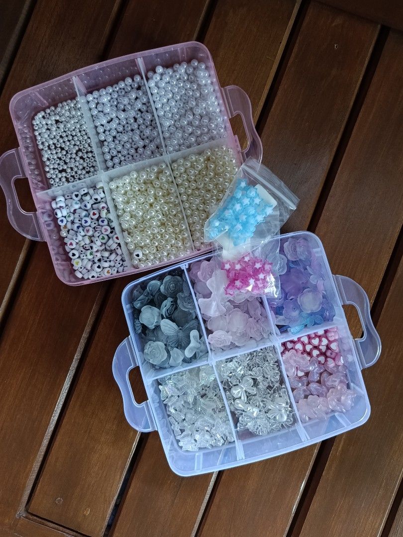 Assorted Beads and Charms (Quitting Sale) (Category: Craft Supplies & Tools) located in Cagayan de Oro. Submitted by muchloved.cdo (Listing ID 1446066595, Image 3). Description: still negotiable !! collection includes: - 6mm and 3mm beads set - letter beads set - assorted designs (hearts, stars, flowers, butterfly, etc.) - spiderman/gwen beads - lobster clamps, jump rings, crimp end beads - string & wax thread.