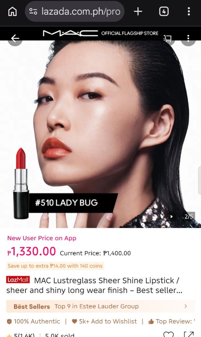 Authentic Mac Lipstick Lustreglass Long Lasting (Category: Makeup) located in Cavite. Submitted by donyachuHandicraft (Listing ID 1446110984, Image 1). Description: Authentic Mac Lipstick Lustreglass Sheer Shine Long wear finish Color: LusterEd Red Original Price 1,330 Tried one time for testing the color. See photos Made from Canada See label Original Please view all photos before purchasing Pay tru Gcash Ship tru Gogoexpress Lalamove Sf c/o by 