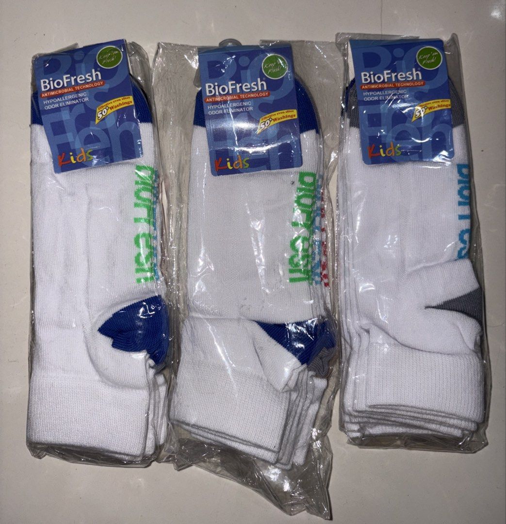 Biofresh Socks (3 pairs per pack) (Category: Socks) located in Manila. Submitted by yans.collections (Listing ID 1446001266, Image 1). Description: Brand New Biofresh Socks - 160 (per pack) MOP: Gcash Shipping (lalamove, grab, LBC) shouldered by the buyer loc: manila .