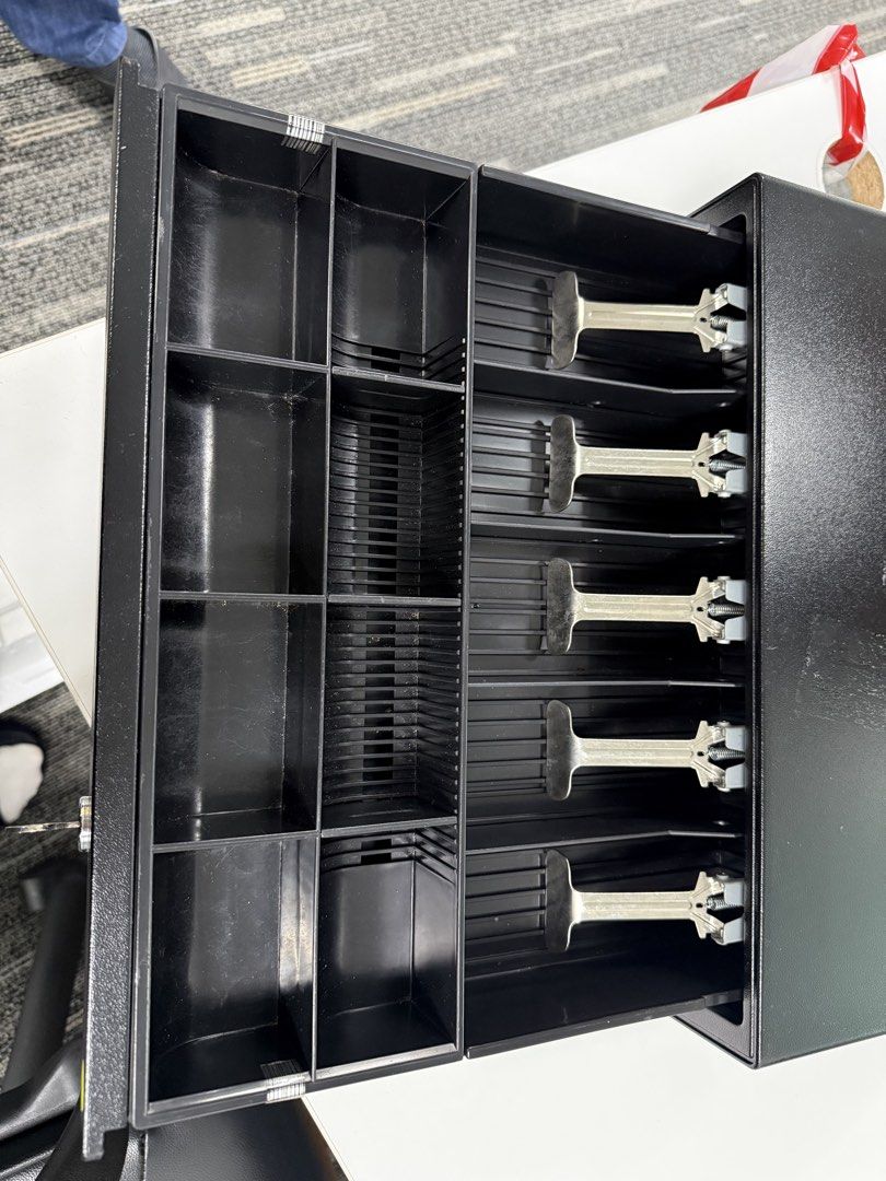 Black Cash Drawer with Key and Cable