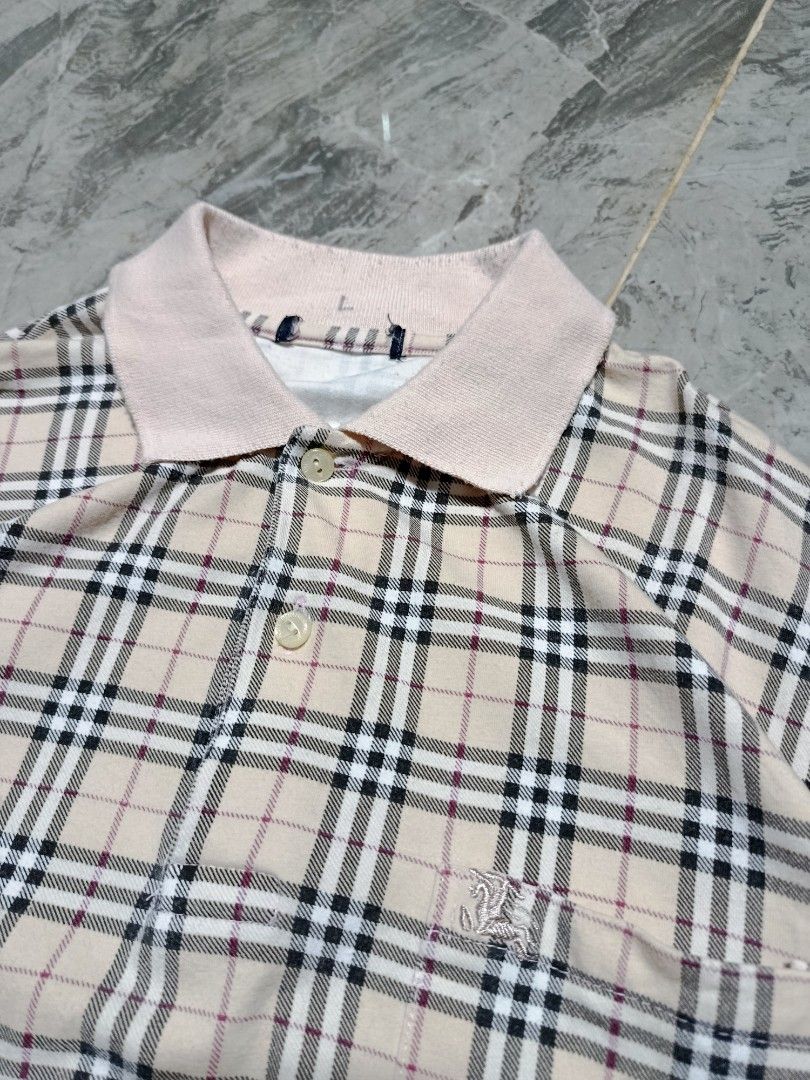 Burberry Nova Check polo shirt (Category: Tshirts & Polo Shirts ) located in Prosperidad. Submitted by basicdept07 (Listing ID 1446148924, Image 3). Description: Burberry Nova Check polo shirt Mine:🏷️249+sf Dimes: 22 width/ 27.5 length Complete tags Color rate and condition: 9/10 cut neck tag, minimal lint sa collar, 1 pinhole sa back Kindly dm if interested 📥.