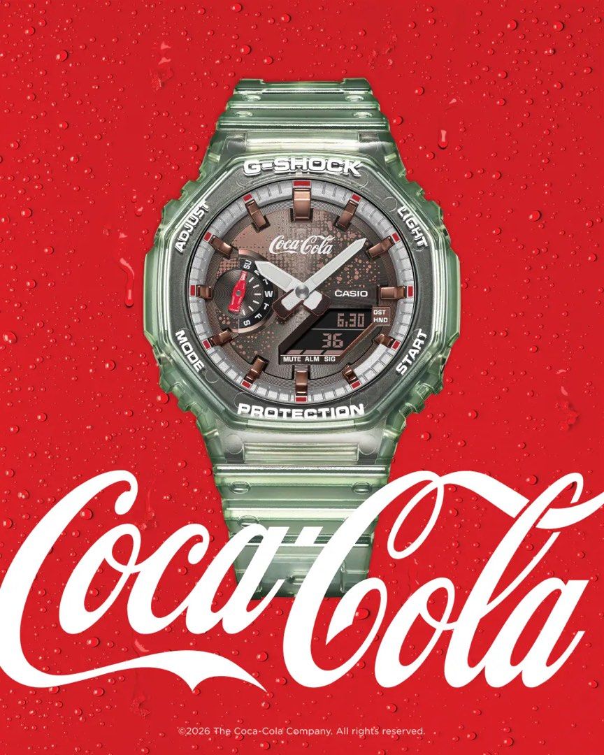 Casio G-Shock Coca-Cola GA-2100CC-3A Watch (Category: Men's Watches) located in Makati City. Submitted by crisdlf (Listing ID 1446140518, Image 1). Description: Selling a limited edition G-Shock x Coca-Cola watch. This is the GA-2100CC-3ADR model. Features a transparent green bezel and band. The dial has a Coca-Cola design. - 💯 authentic - complete with box, manual and warranty card Meetup: Makati I have 3 pieces onhand (more discounts if you bu