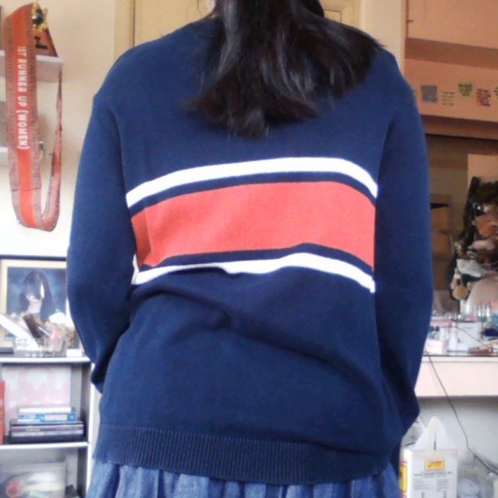 cozy blue red white stripe layering crewneck sweater pullover top (Category: Longsleeves) located in Manila. Submitted by avie.declutters (Listing ID 1445984739, Image 3). Description: .ᐟ Kindly look through ALL photos carefully before sending an offer .ᐟ Inquiries will only be entertained if regarding size, flaws, or RFS ✦ payment: GCash, bank transfer (NO COD) ✦ delivery: J&T, Lalamove (same-day delivery) ✦ meet-ups: not available ⧽ Accepted of