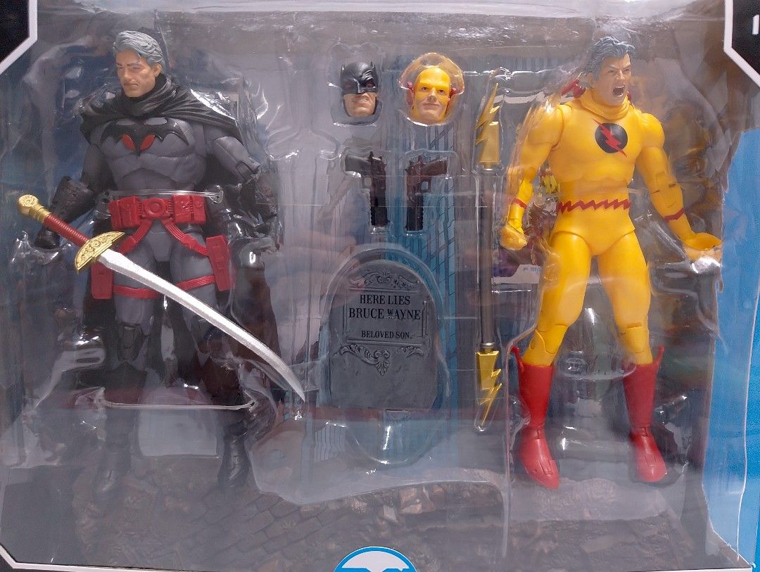 DC Multiverse Batman vs Professor Zoom (Flashpoint) 2 Pack 7-Inch Action Figure Set (Category: Figurines & Statues) located in Santa Rosa. Submitted by kltoys (Listing ID 1446079500, Image 2). Description: -New, packaging is not for mint box collectors. - DC Multiverse Batman vs Professor Zoom Flashpoint action figure set - Includes Batman and Professor Zoom figures - Comes with accessories: extra heads, tombstone, weapons - Perfect for collector