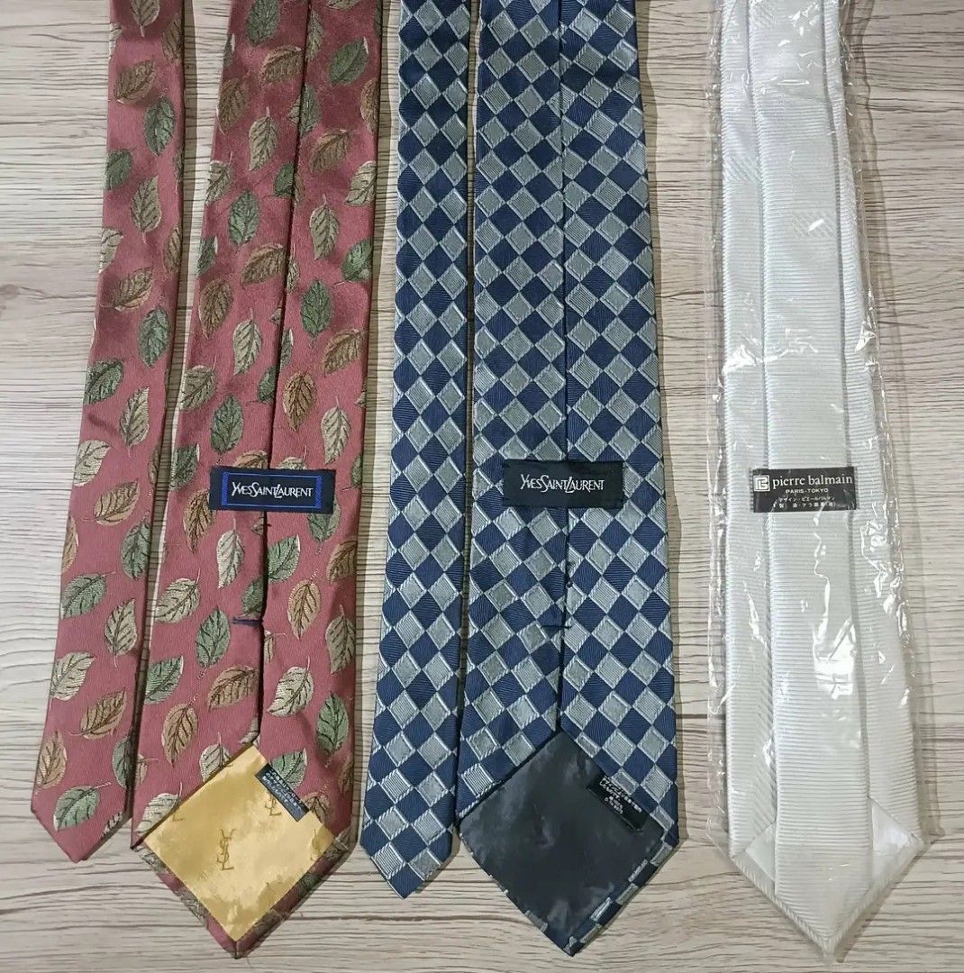 Designer Ties: Dior, DKNY, YSL, Pierre Balmain (Category: Ties) located in Manila. Submitted by japoy22 (Listing ID 1446044657, Image 3). Description: Authentic Designers Neckties Location: Guiguinto, Bulacan Shipping: Lalamove / Flash Express Payment: GCash INDIVIDUAL PRICES & DETAILS: **​Christian Dior Monsieur ​Design: Vintage green/blue geometric circular pattern ​Price: ₱450 **​DKNY (Donna Karan New York) ​Design: Deep burgundy/maroon mixed 