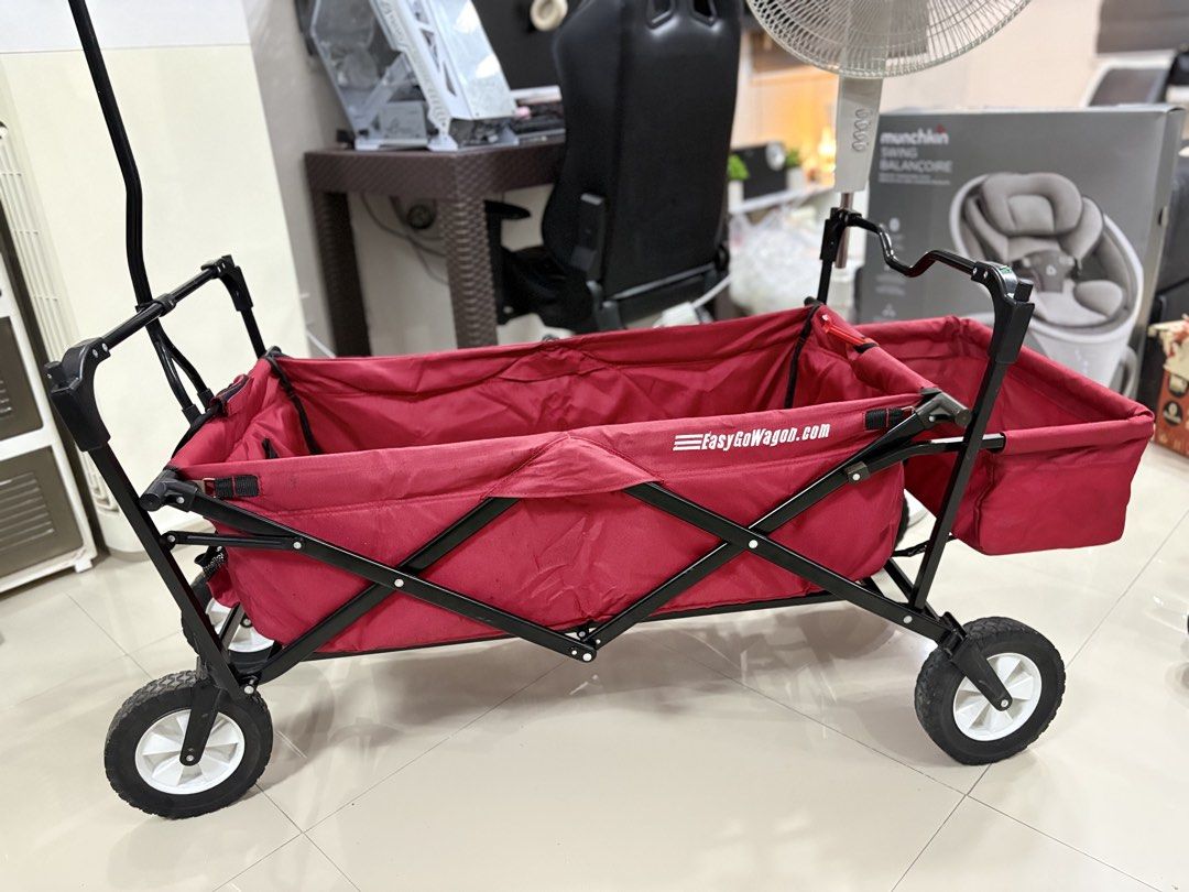 EasyGo Wagon (Heavy Duty & Foldable) (Category: Strollers) located in Santa Cruz, Pampanga. Submitted by fastmountain-b80bbc (Listing ID 1446139623, Image 1). Description: ✨ Product Details & Features: Brand: EasyGo Wagon (Original Brand) Kondisyon: Napakaganda, sariwa ang tela, at walang sira ang frame. Double Basket: May malaking main compartment at may hiwalay na rear basket sa likod para sa extra na gamit. All-Terrain Wheels: Malalaki at maka
