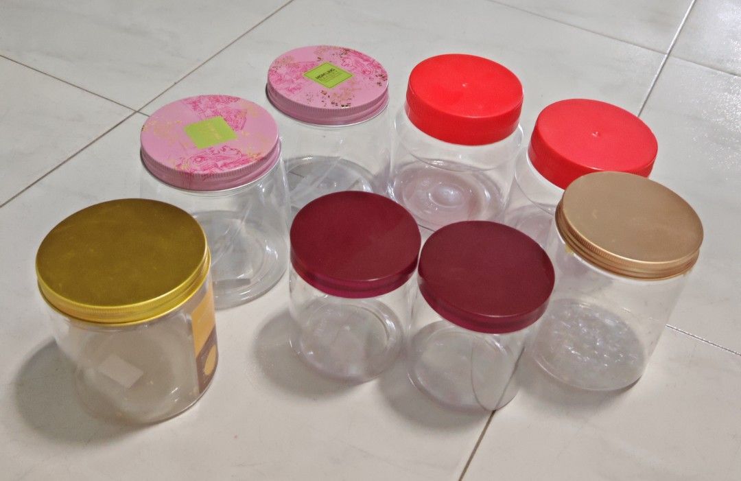 FOC: Assorted Glass Jars, Plastic Jars, Water Pitcher, and Bottle