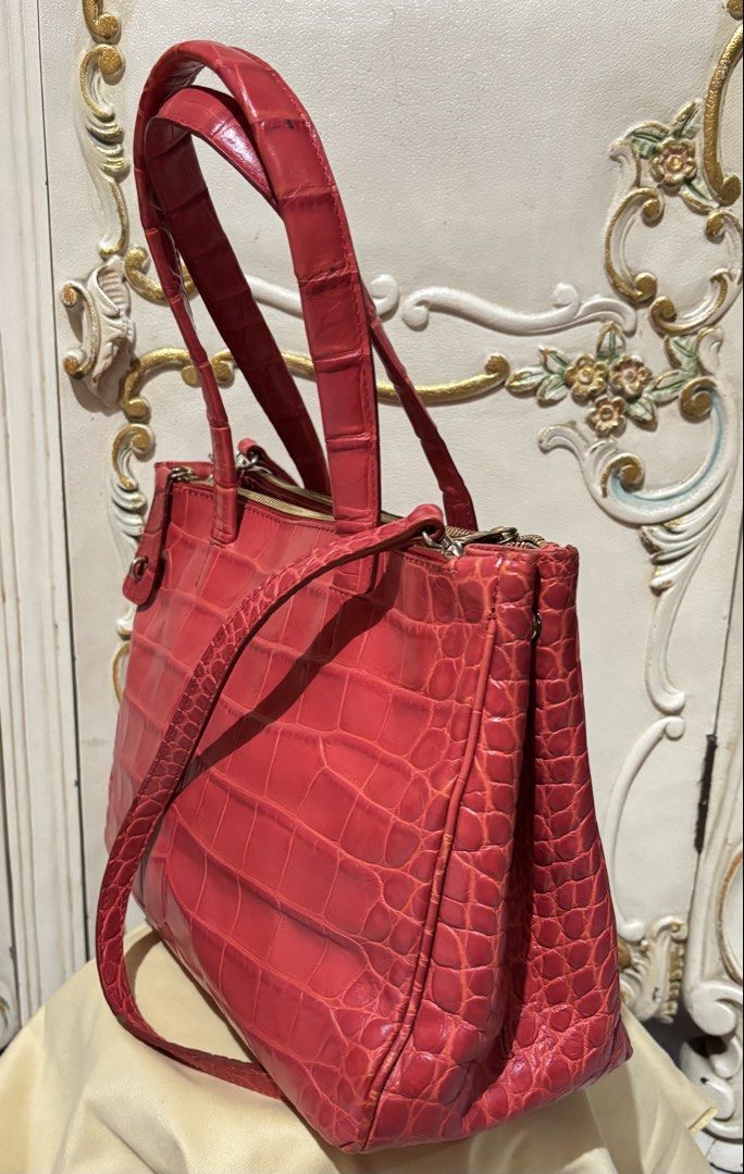 FURLA CROC EMBOSSED TOP HANDLE BAG VINTAGE AUTHENTIC (Category: Luxury Bags & Wallets) located in Bulacan. Submitted by herbertvintageshop (Listing ID 1446128876, Image 3). Description: Authentic furla croc embossed top handle bag / red top handle bag Gold tone non tarnis / great condition Shoulder long handle drop 55cm Handle drop 19cm Width 33cm Height 25cm Depth 12cm Made in tunisia hard to come by / from japan See pic to appreciate Courier fl