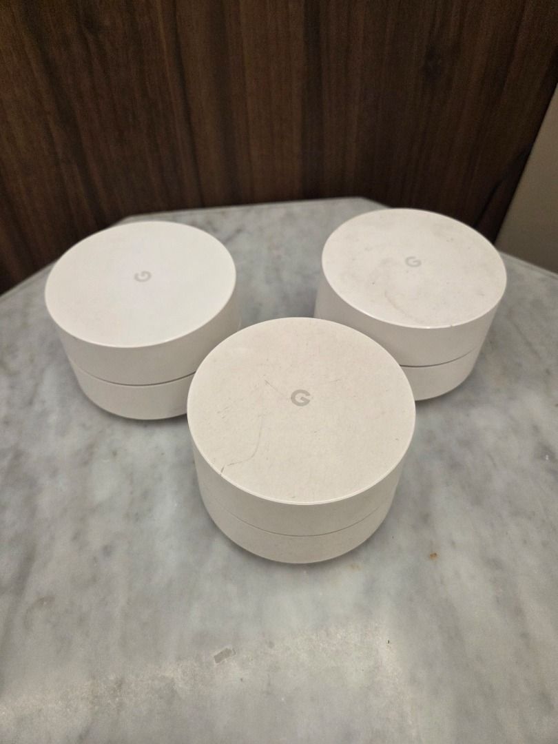 Google Wifi Mesh System (3-pack, AC-1304) + adapters