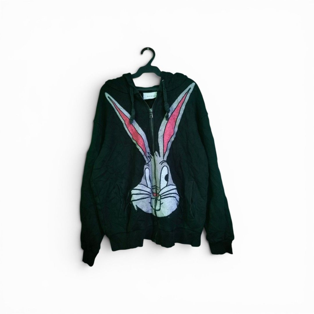 Gucci Bugs Bunny Zip Up Hoodie (Category: Coats, Jackets and Outerwear) located in Camalaniugan. Submitted by get_trifty (Listing ID 1446024211, Image 1). Description: W- 22.5 L- 24.5 CR- 9.5/10 ISSUE- NONE.