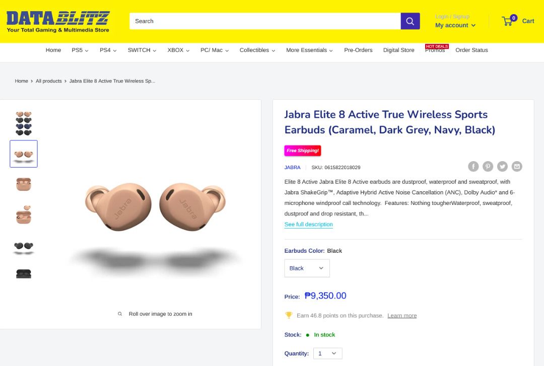 Jabra Elite 8 Active Earbuds TWS (Category: Earphones) located in Daet. Submitted by techsamaph (Listing ID 1445098598, Image 2). Description: - Jabra Elite 8 Active TWS Earbuds - Color: Teal green jelly case with light brown earbuds - Includes: Charging case, USB-C cable, extra ear tips - Ideal for: Workouts and active lifestyles - Original Box Included - Check Datablitz site for pricing - Bought it off L*zada during March Sale with Tokens - 100
