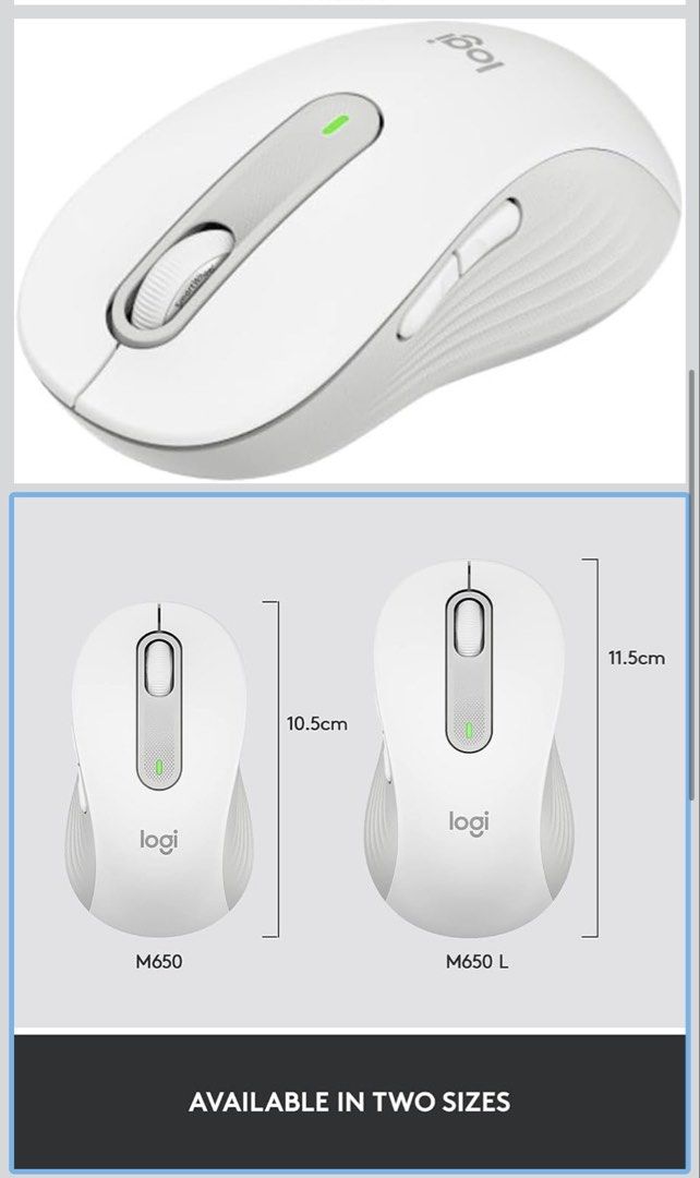 Logitech M650L Wireless Mouse - White492602605952061441