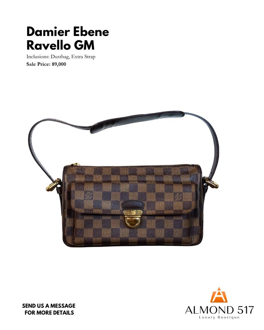 Louis Vuitton Damier Ebene Ravello GM bag (Category: Luxury Bags & Wallets) located in Taguig. Submitted by reimac_almond517 (Listing ID 1446092809, Image 1). Description: .