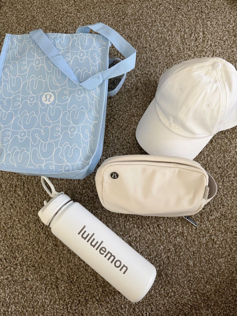 Lululemon Water Bottle, Pouch, Tote Bag & Cap (Category: Water Bottles & Tumblers) located in Quezon City. Submitted by cool_guy_z (Listing ID 1446161233, Image 1). Description: Got as gift, i don’t need it. Pickup/delivery from Makati (greenbelt, glo, legazpi).