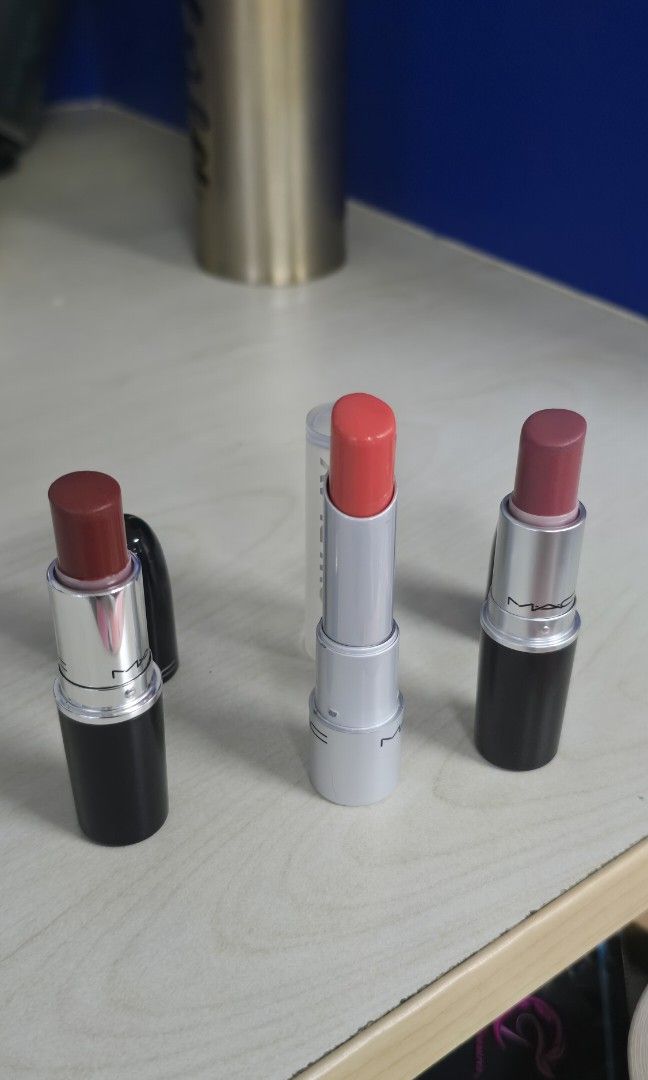 MAC and Clinique lipstick (Category: Makeup) located in Manila. Submitted by shoppe_22 (Listing ID 1446028318, Image 3). Description: take all for 1k only. still negotiable no more box. i dont know the batch code but these were opened in 2023. bought in canada. the Clinique is just a free gift Mac Matte (Sweet Deal) lost the label na Mac Lustre Glass (PDA) Mac Glow Play (Coral Floral) Clinique (Plum Pop).