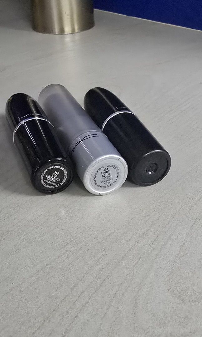 MAC and Clinique lipstick (Category: Makeup) located in Manila. Submitted by shoppe_22 (Listing ID 1446028318, Image 2). Description: take all for 1k only. still negotiable no more box. i dont know the batch code but these were opened in 2023. bought in canada. the Clinique is just a free gift Mac Matte (Sweet Deal) lost the label na Mac Lustre Glass (PDA) Mac Glow Play (Coral Floral) Clinique (Plum Pop).