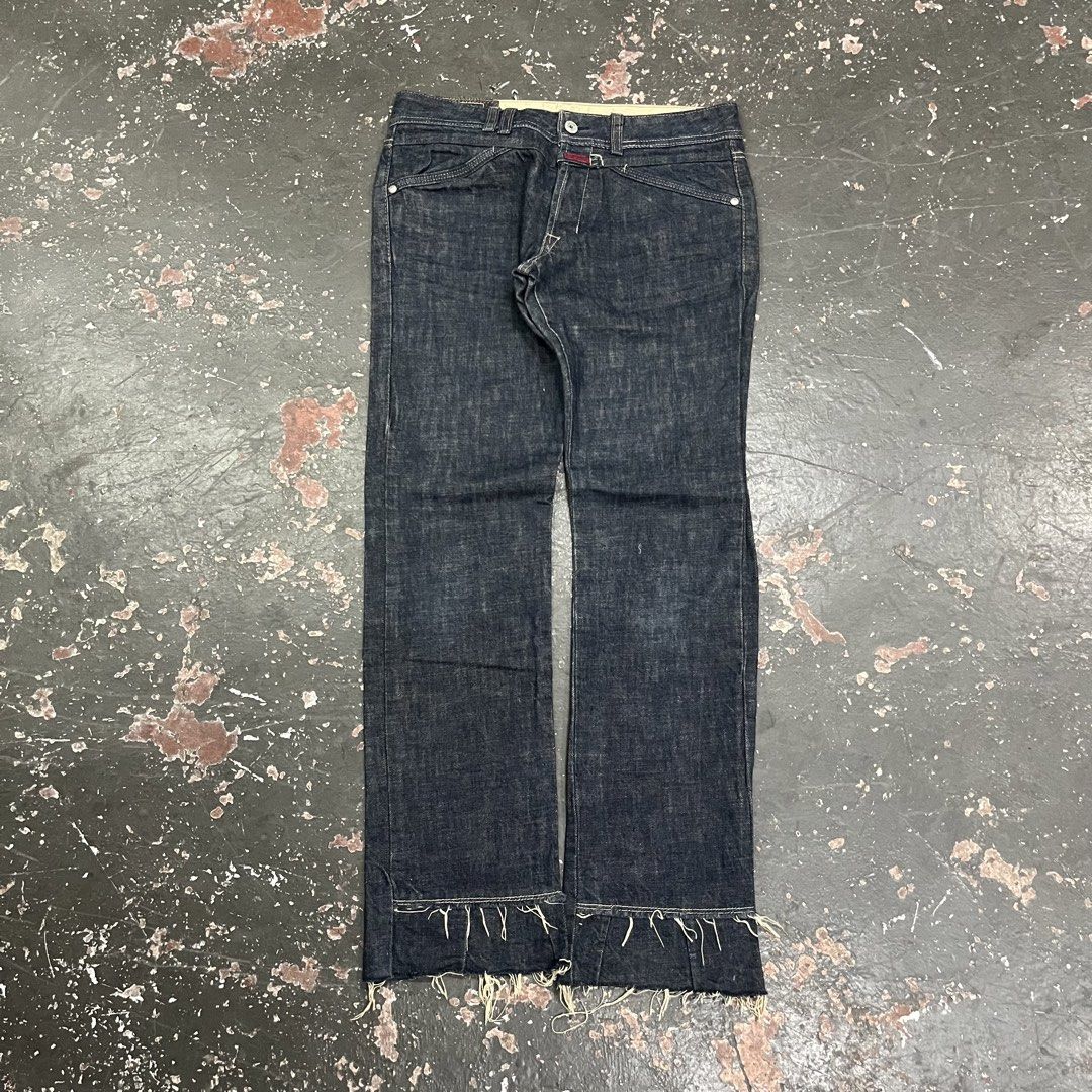 Marithe Francois Girbaud Dark Wash Denim Jeans (Category: Jeans) located in Cagayan de Oro. Submitted by sumamestreethub (Listing ID 1445993932, Image 1). Description: - Marithe Francois Girbaud dark wash denim jeans - Button fly closure - Unique frayed hem detail - Classic five-pocket styling - Versatile dark wash, great for everyday wear DIMENSION W-32 L-38 T-11 H-8 9/10 condition.