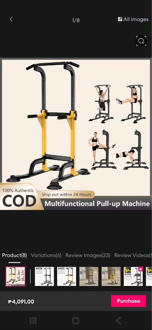 MIKING Multifunctional Pull-up Station Home Gym Equipment (Category: Cardio & Fitness Machines) located in Makati City. Submitted by sophiagenevi (Listing ID 1446090028, Image 3). Description: - Get a full body workout with this multifunctional pull-up station. - Perfect for your home gym setup. - Features thick and comfortable foam padding for your comfort. - Anti-rollover base provides excellent stability during workouts. - Multiple gear adjust