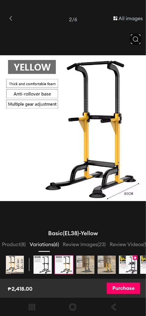 MIKING Multifunctional Pull-up Station Home Gym Equipment (Category: Cardio & Fitness Machines) located in Makati City. Submitted by sophiagenevi (Listing ID 1446090028, Image 2). Description: - Get a full body workout with this multifunctional pull-up station. - Perfect for your home gym setup. - Features thick and comfortable foam padding for your comfort. - Anti-rollover base provides excellent stability during workouts. - Multiple gear adjust