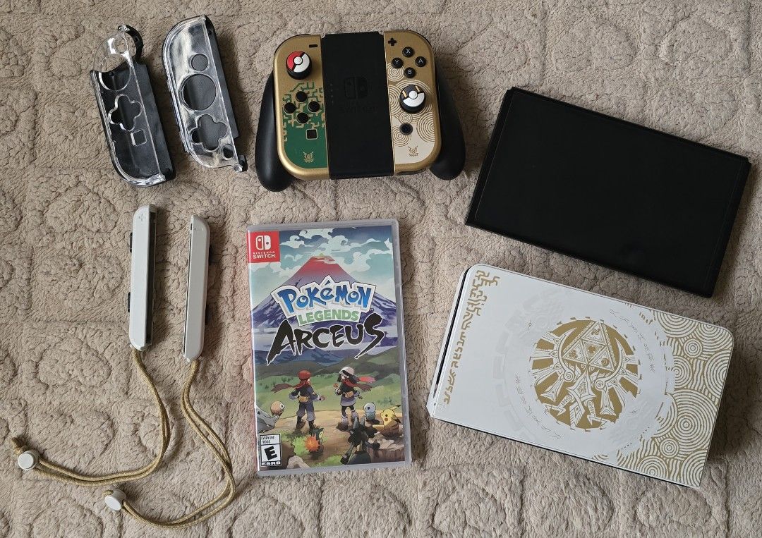 Nintendo Switch Console with Pokemon Legends Arceus & Accessories (Category: Nintendo) located in Manila. Submitted by tan.sofiaa (Listing ID 1446000753, Image 1). Description: FOR SALE: Nintendo Switch OLED – The Legend of Zelda: Tears of the Kingdom Edition Bundle (originally purchased in the USA) 💰: Php 21,500 Condition: ✅ 100% Fully Functional ✅ No Joy-Con Drift ✅ Scratch-free screen ✅ Tempered glass installed since day one ✅ Well-maintained