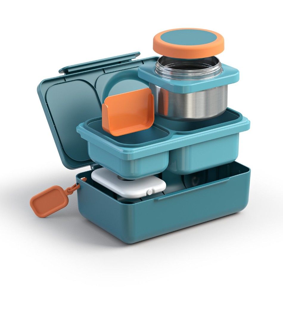 OmieBox® UP Teal Green (Category: Everything Else Others) located in Pasig City. Submitted by pepperoo (Listing ID 1446019579, Image 2). Description: Ideal for 9+ years old (and adults too!) 2 compartments, but larger portions Ice pack included Bigger thermos (12 oz versus 8.5 oz) Removable cooling pack Dishwasher safe tray Name tag Compact Leakproof No handle Leak-proof seal Pack hot and cold together in 1 bento box Divider A Grown Up Thermos Mo